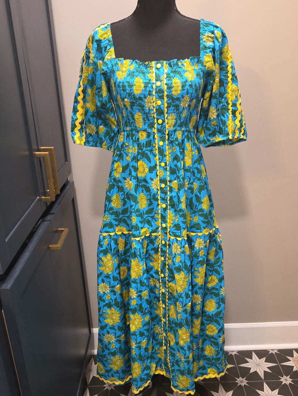 Pink City Prints Hibiscus Jaal Colette Maxi Dress XS